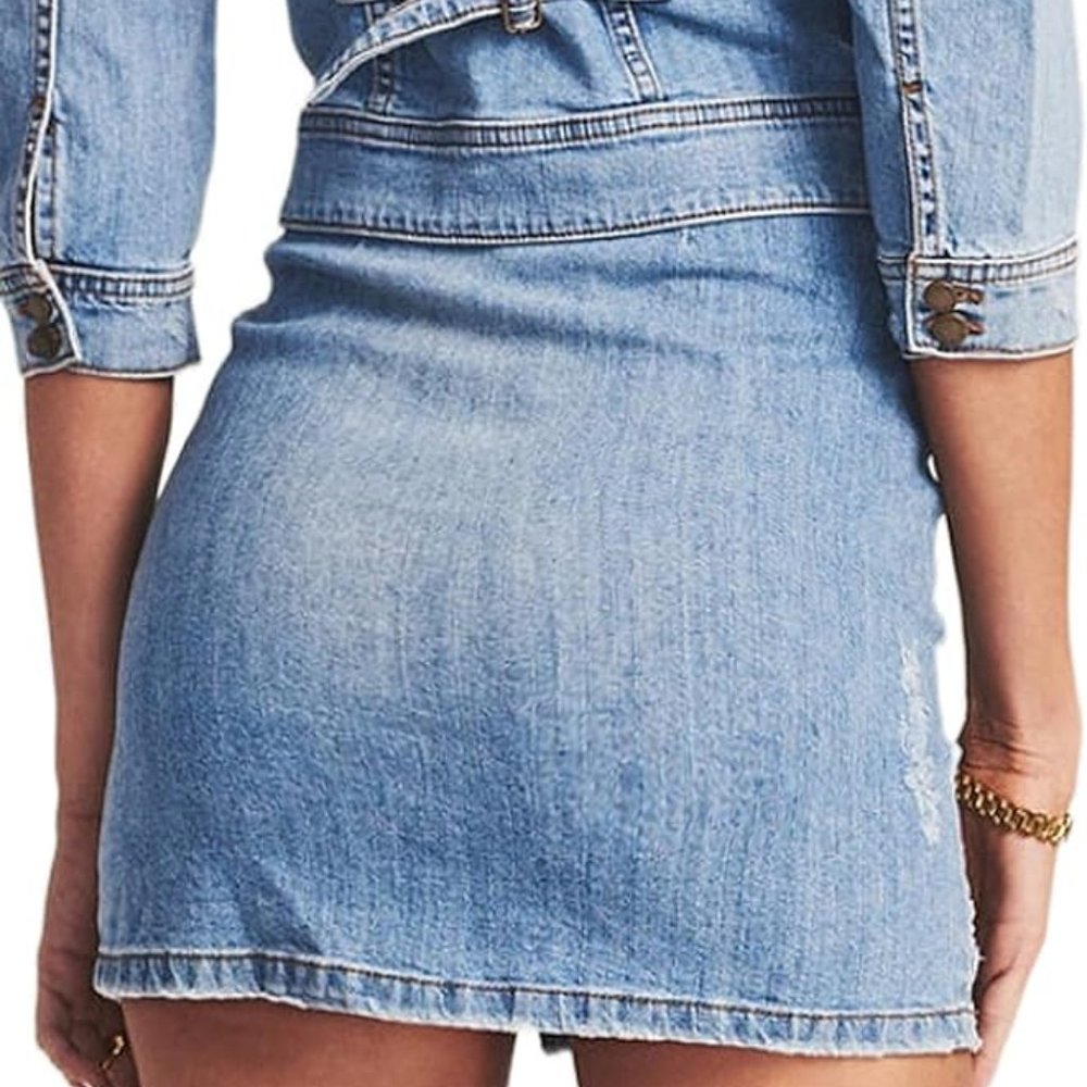 Women's high waisted denim mini skirt - Picture 4 of 4